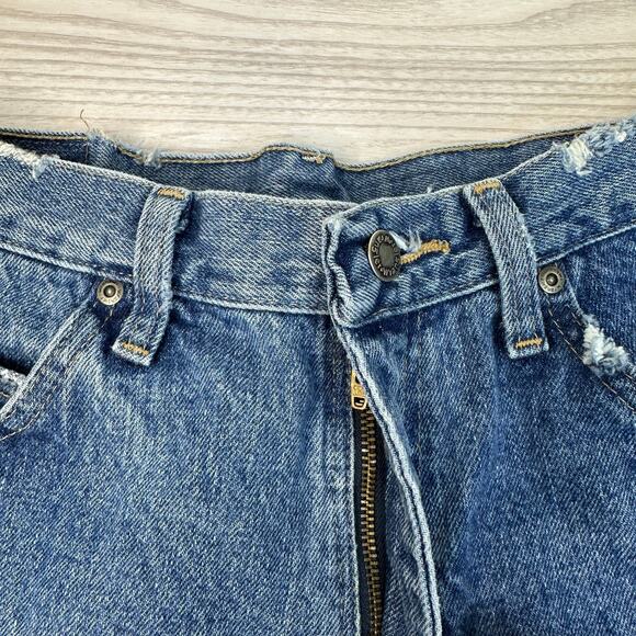 Wrangler Cut Off Jean Shorts Womens 33 Medium Wash Denim Relaxed Fit Distressed - Picture 3 of 10